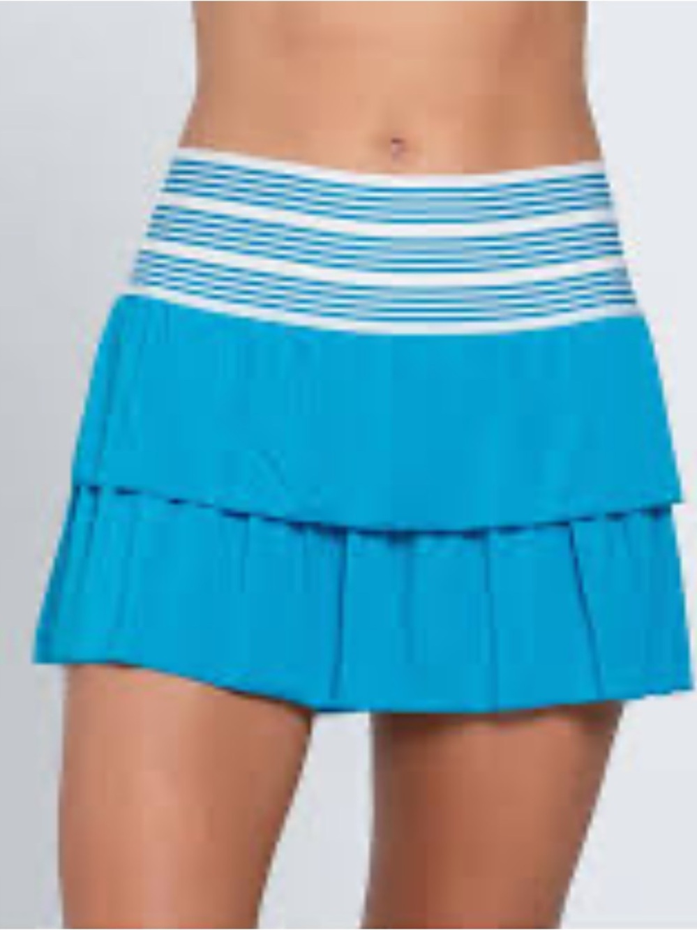New Lucky in Love Teal Ruffle Skort White-Teal Striped Waistband Medium